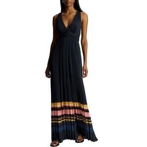 A.L.C. Black Maxi Dress with Multicolor Stripes